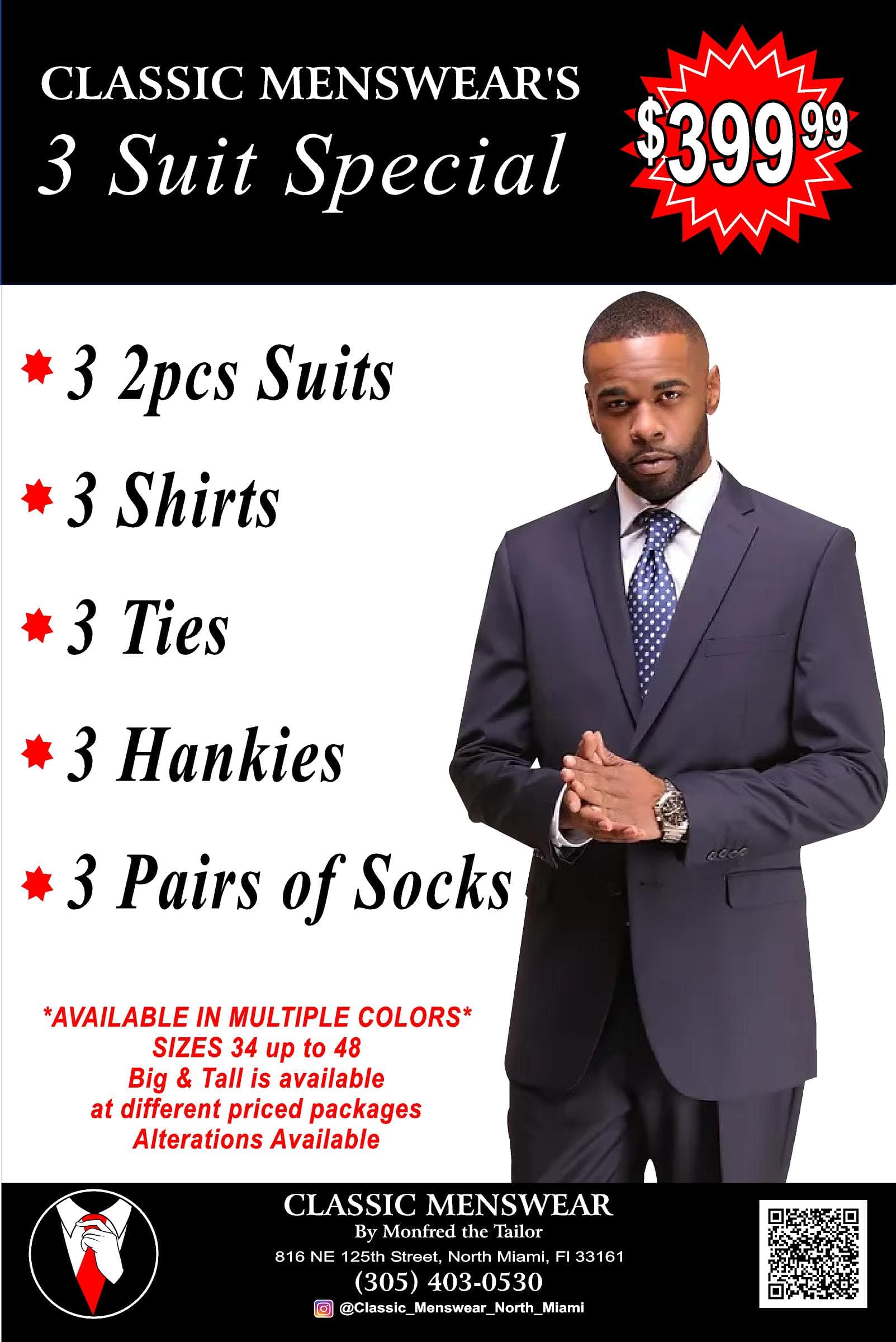 3 Suit Special in Black
