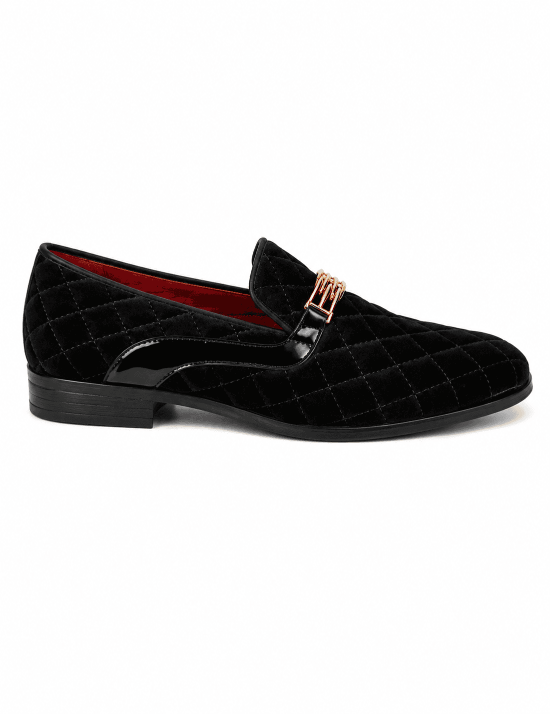 After Midnight 7045 Quilted Velvet Loafer in Black