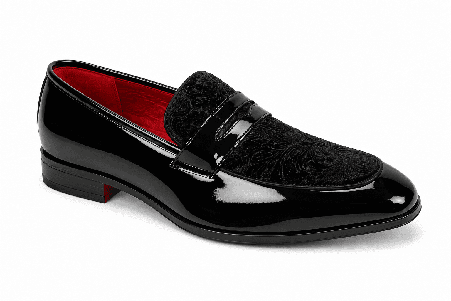 After Midnight 7048 Embroidered Velvet Loafer in Black