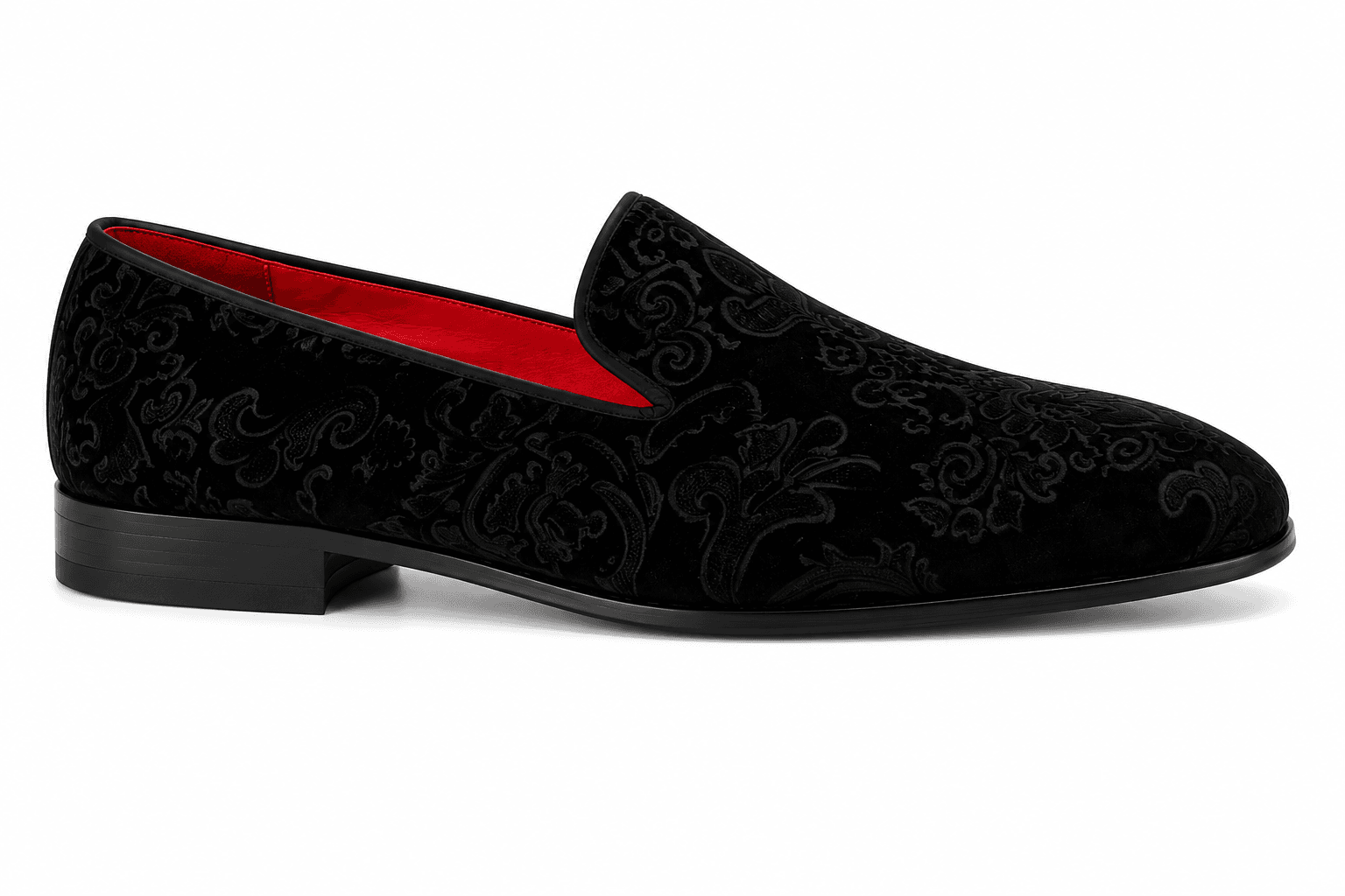 After Midnight 7046 Velvet Brocade Smoking Slipper in Black