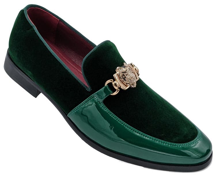 Sparko 65 Velvet & Patent Loafer in Hunter Green