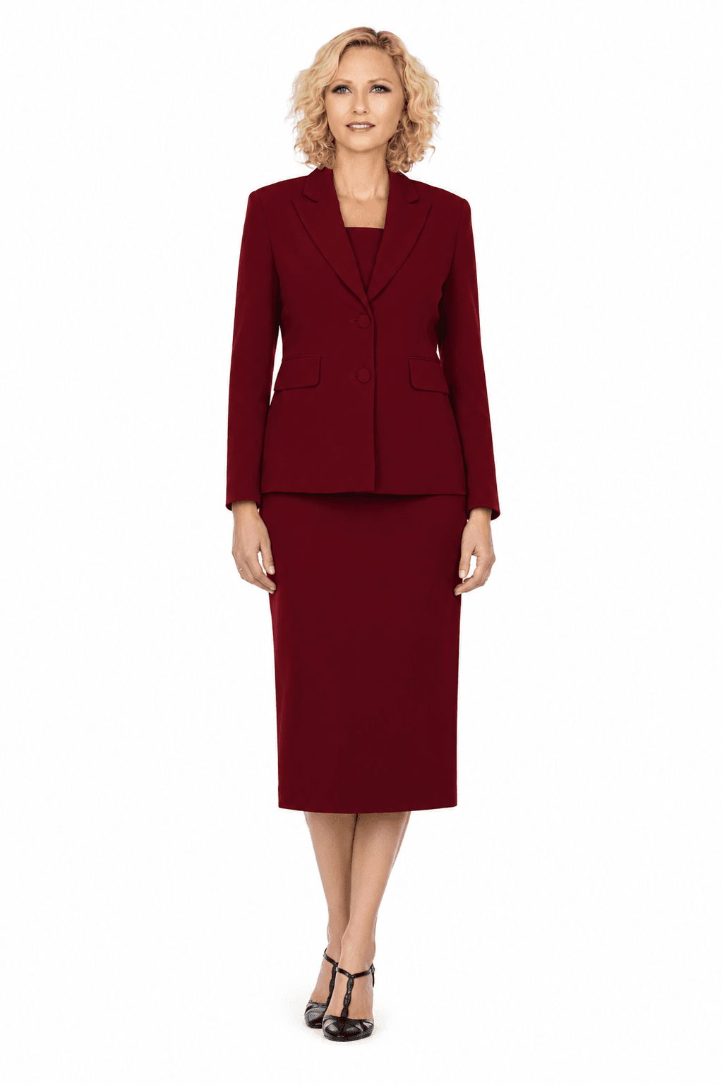 Womans 2PC Dress S710 in Burgundy