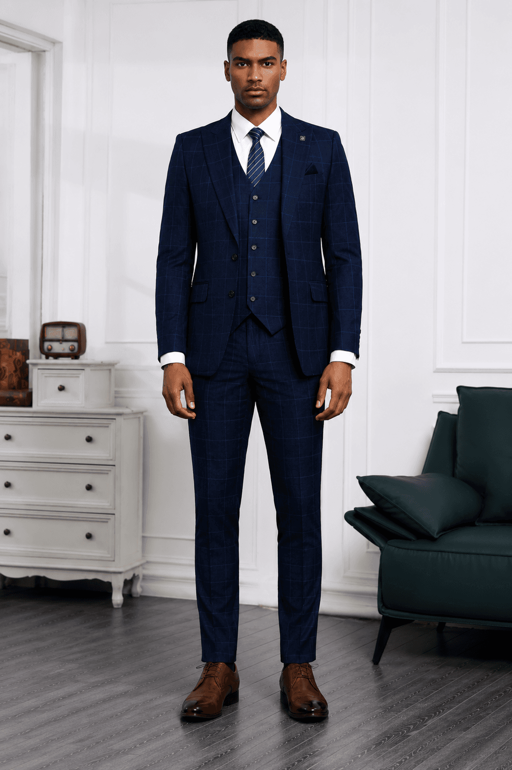 Stacy Adams 3-Piece Fashion Suit in Blue