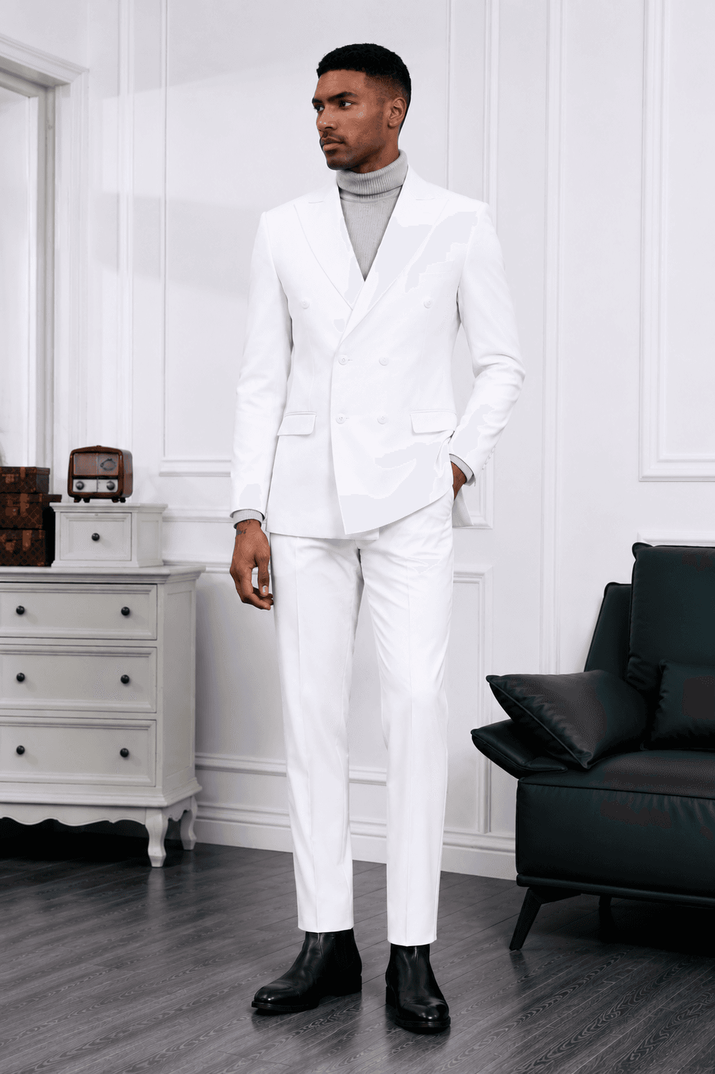 Stacy Adams Double Breasted Suit in White